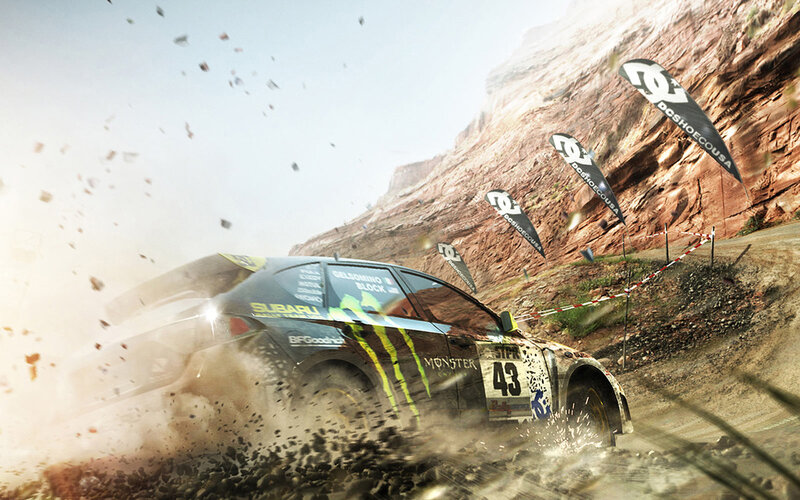 Rally Car on Dirt Track — Brown, Action-packed