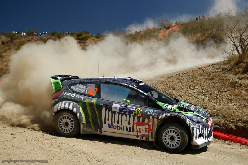 Rally Car on Dirt Track — Brown, Dynamic