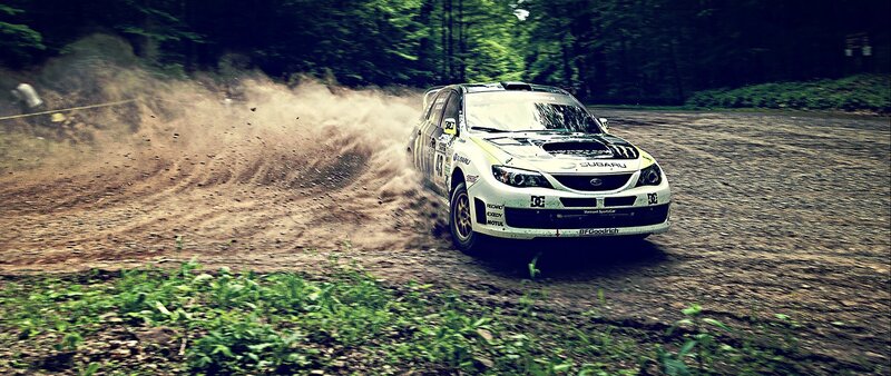 Rally Car on Dirt Track — Green, Dynamic