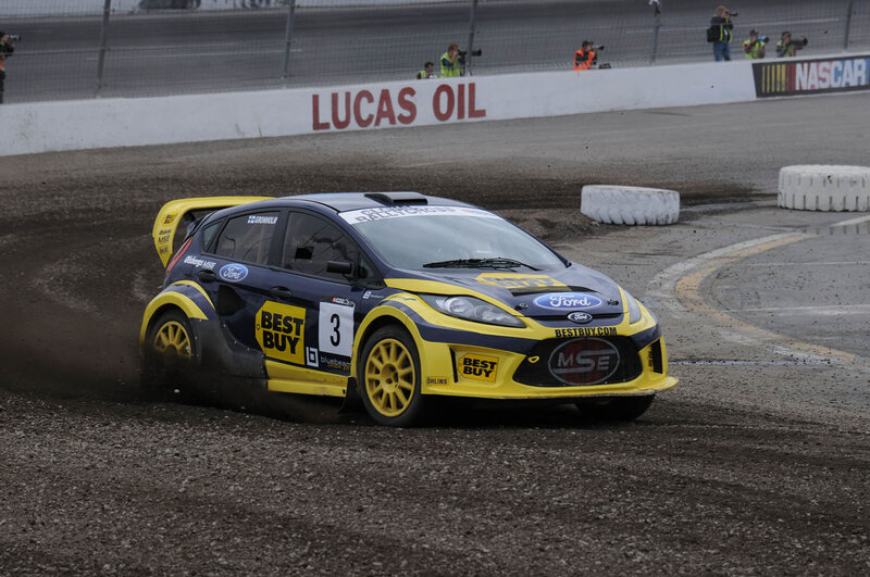 Rally Car on Dirt Track — Yellow
