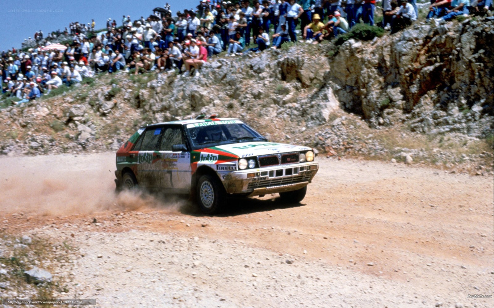 Rally car on dirt track