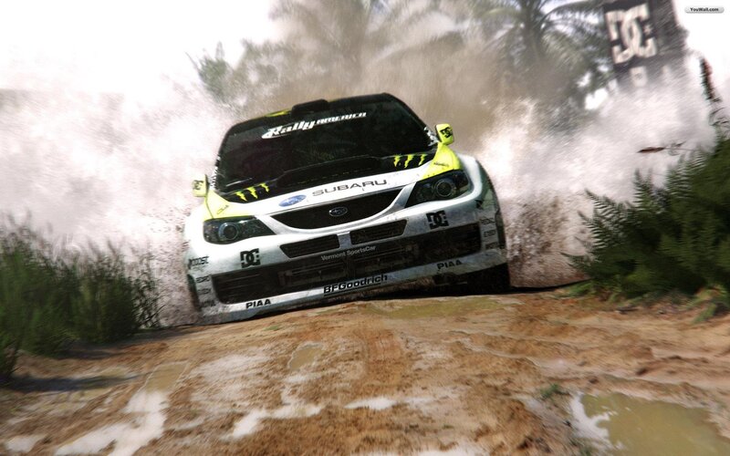 Rally Car on Dirt — White, Action-packed