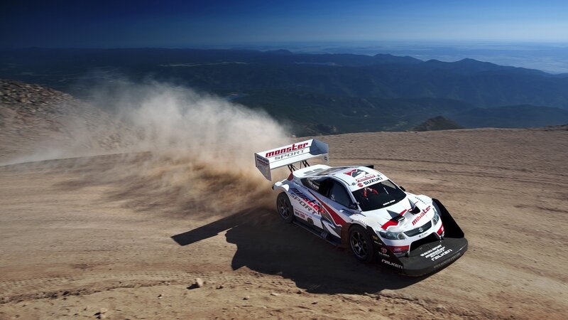 Rally Car on Dirt — White, Dramatic