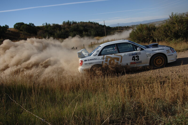 Rally Car on Dirt — White, Dynamic, Afternoon, Photograph, Dust Cloud, Grassy Field