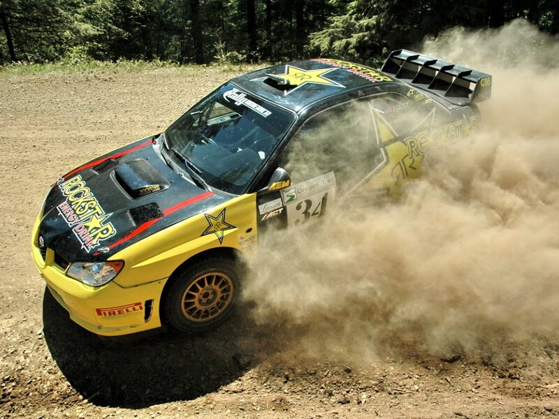 Rally Car on Dirt — Yellow, Dynamic