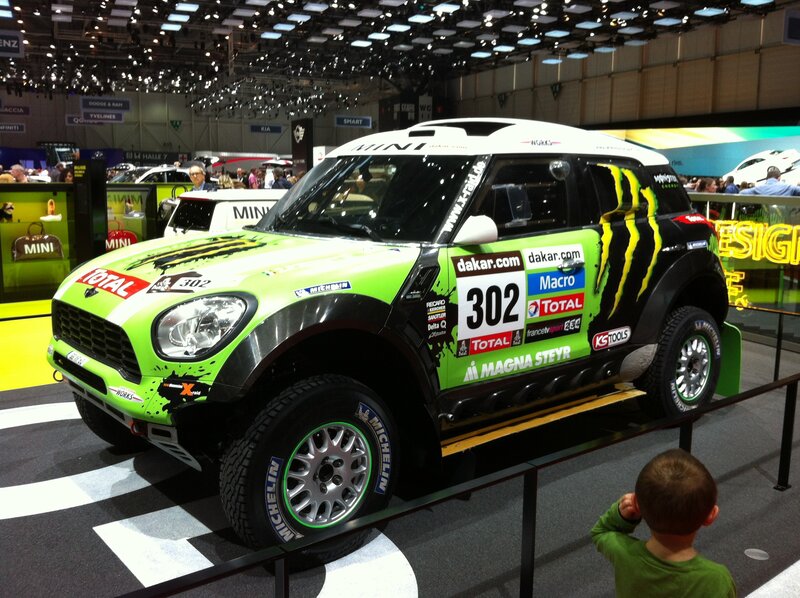Rally car on display at auto show