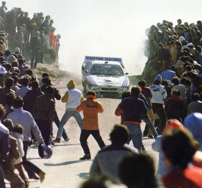 Rally car on dusty road