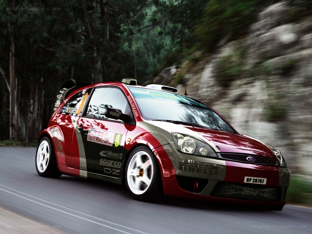 rally car on forest road