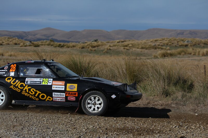 Rally car on gravel road