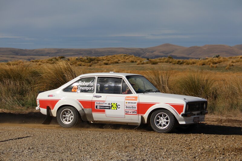 Rally car on gravel road