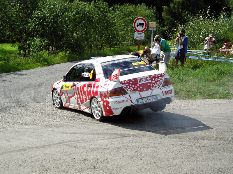 rally car on gravel road