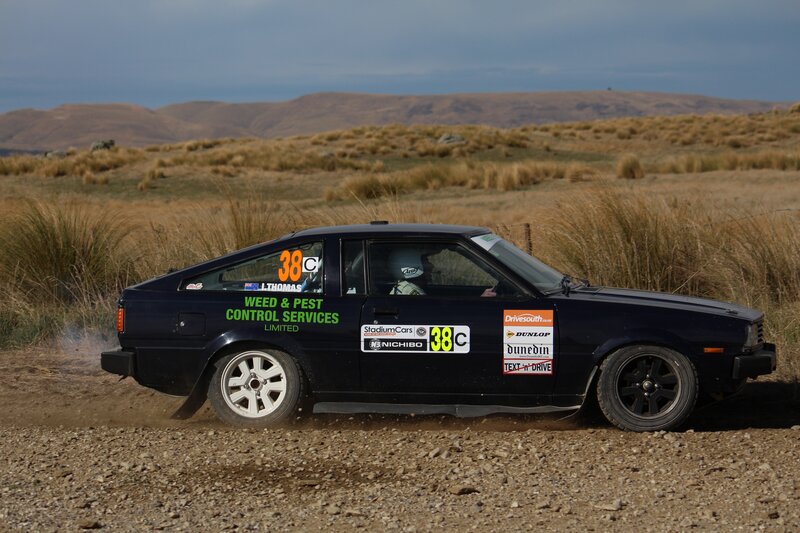 Rally car on gravel track