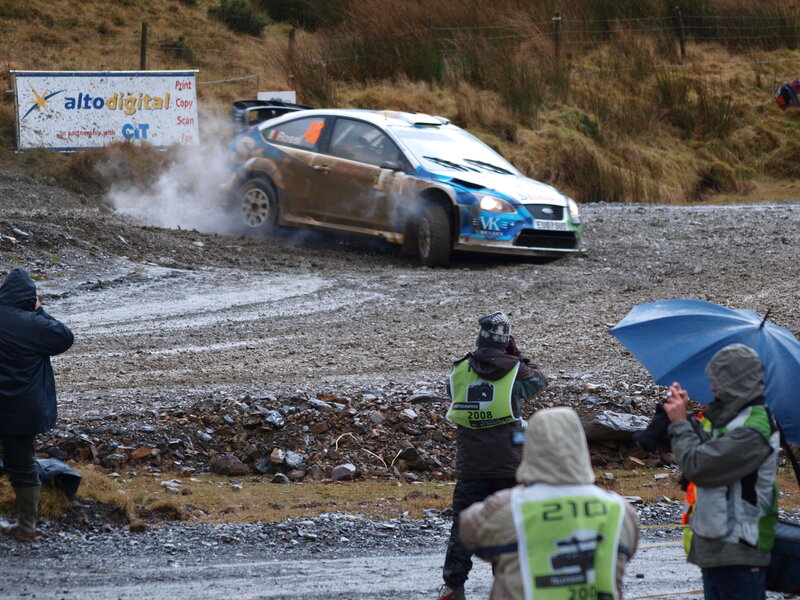 Rally car on gravel track