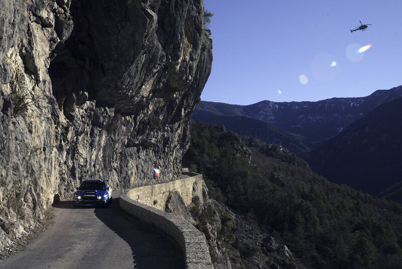 Rally car on mountain road