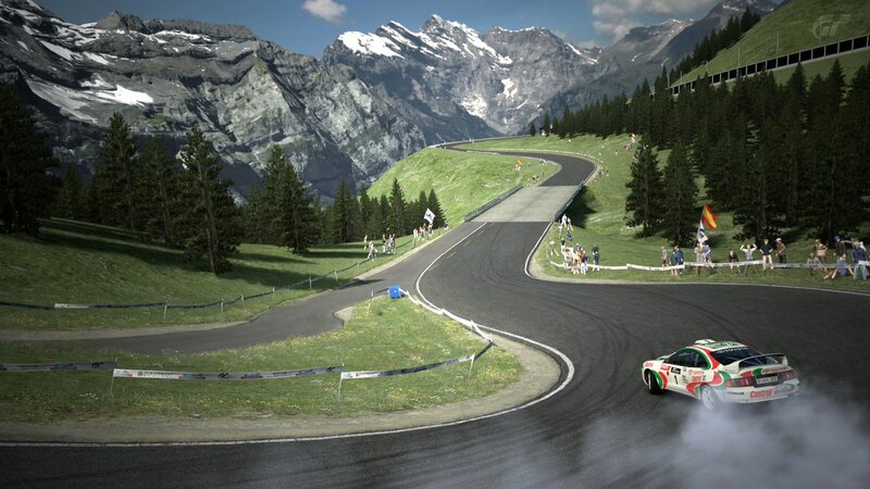 rally car on mountain road