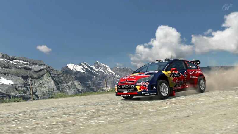 rally car on mountain road
