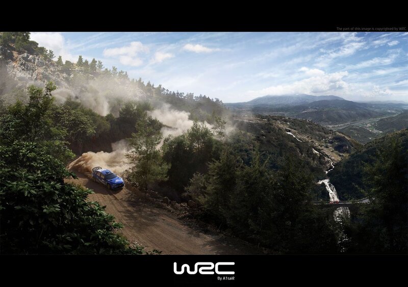 Rally car on mountain road