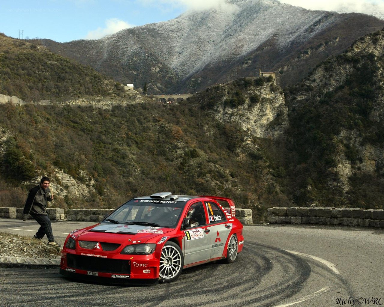 Rally car on mountain road