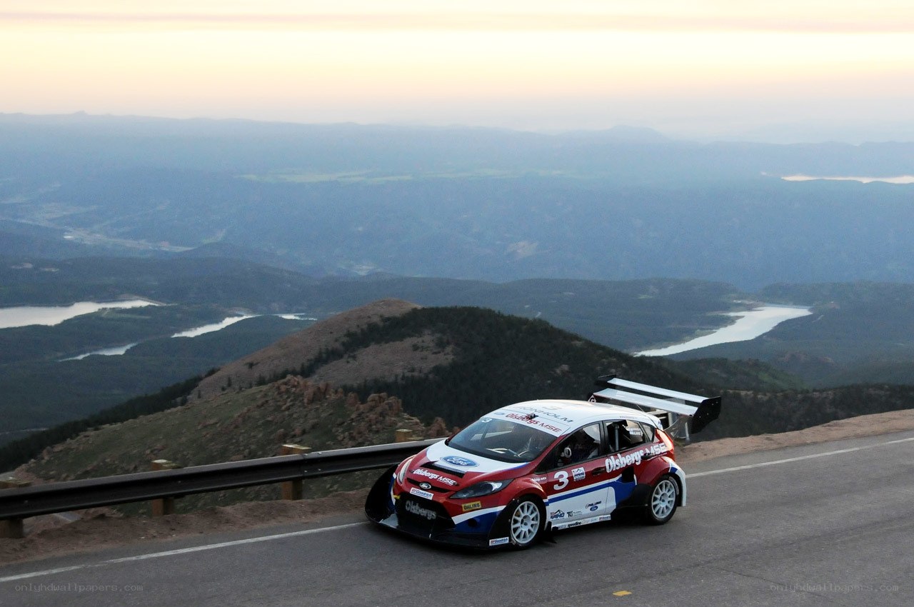rally car on mountain road