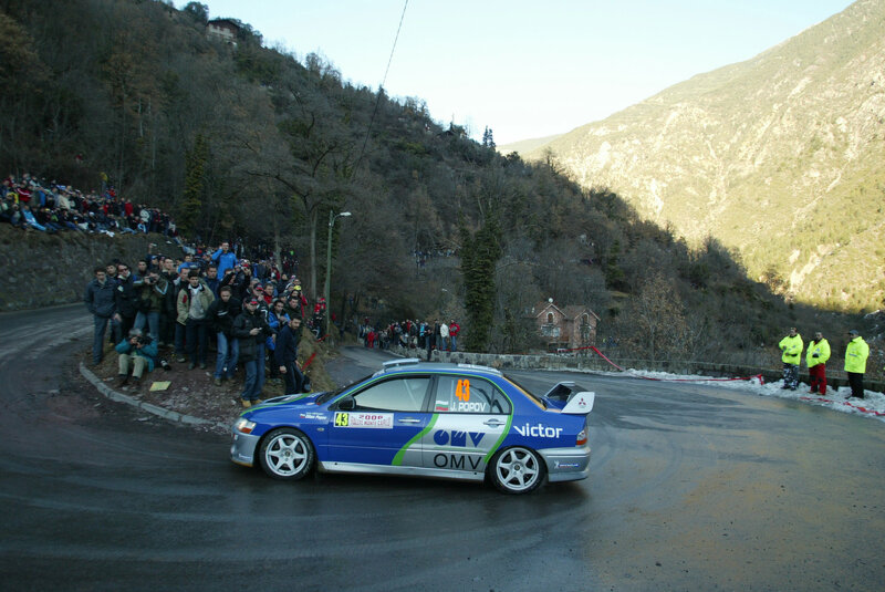 Rally car on mountain road