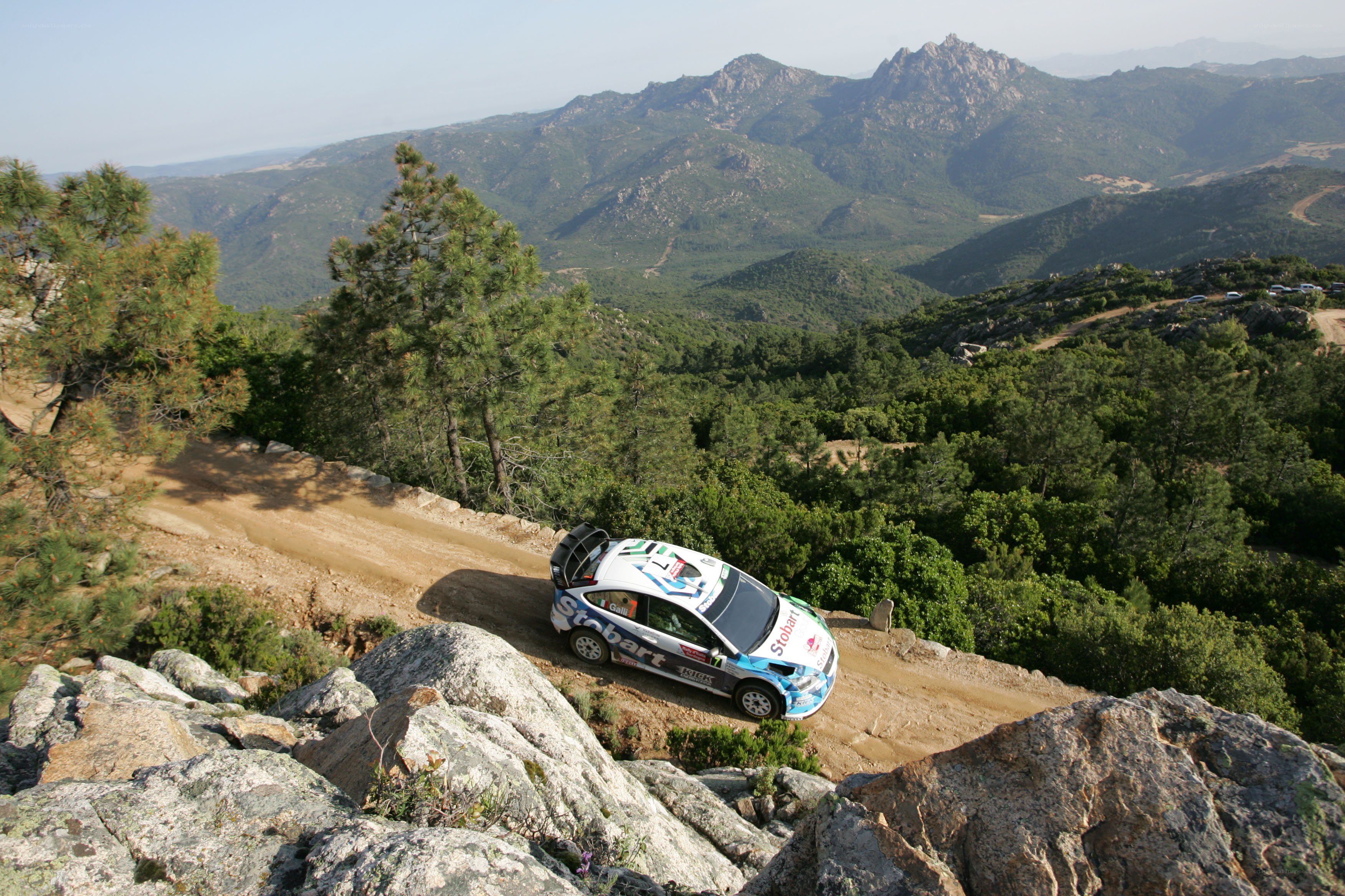 Rally car on mountain road
