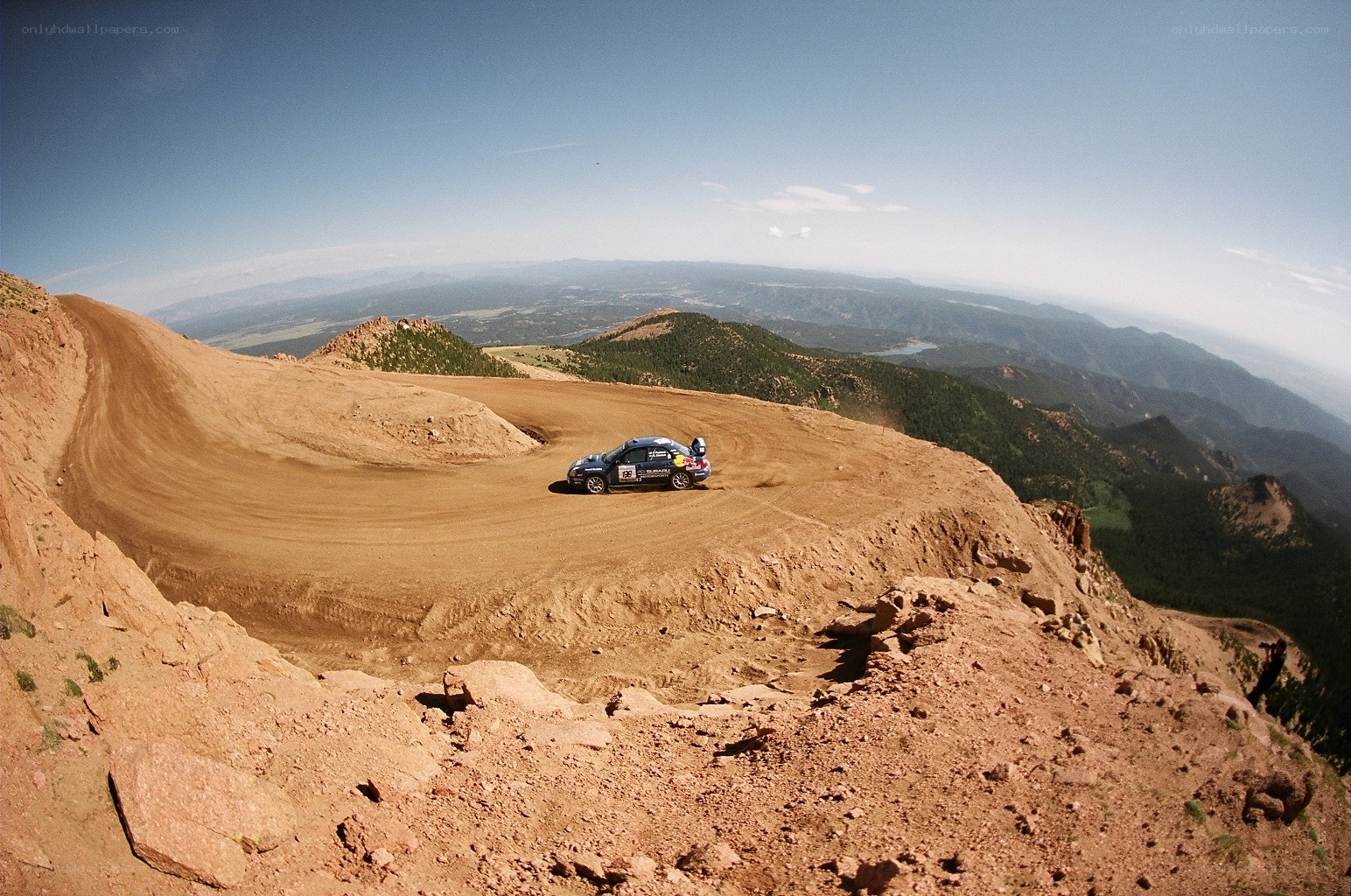 Rally car on mountain track