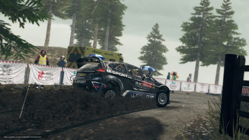 rally car on muddy track