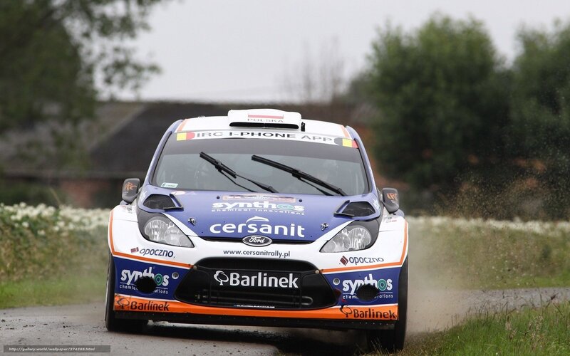 Rally Car on Road — Blue, Dynamic, Morning