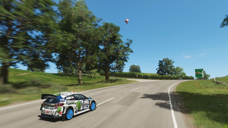 Rally Car on Road — Green, Serene