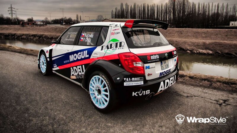 Rally Car on Road — White, Dramatic