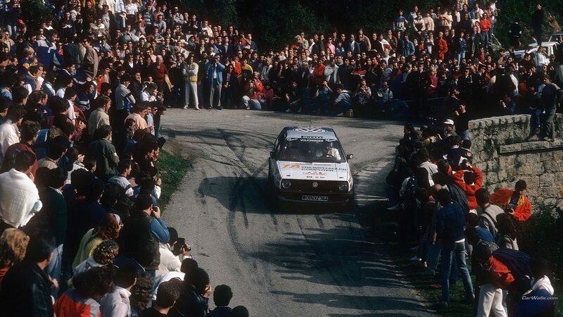 Rally Car on Road — White, Energetic
