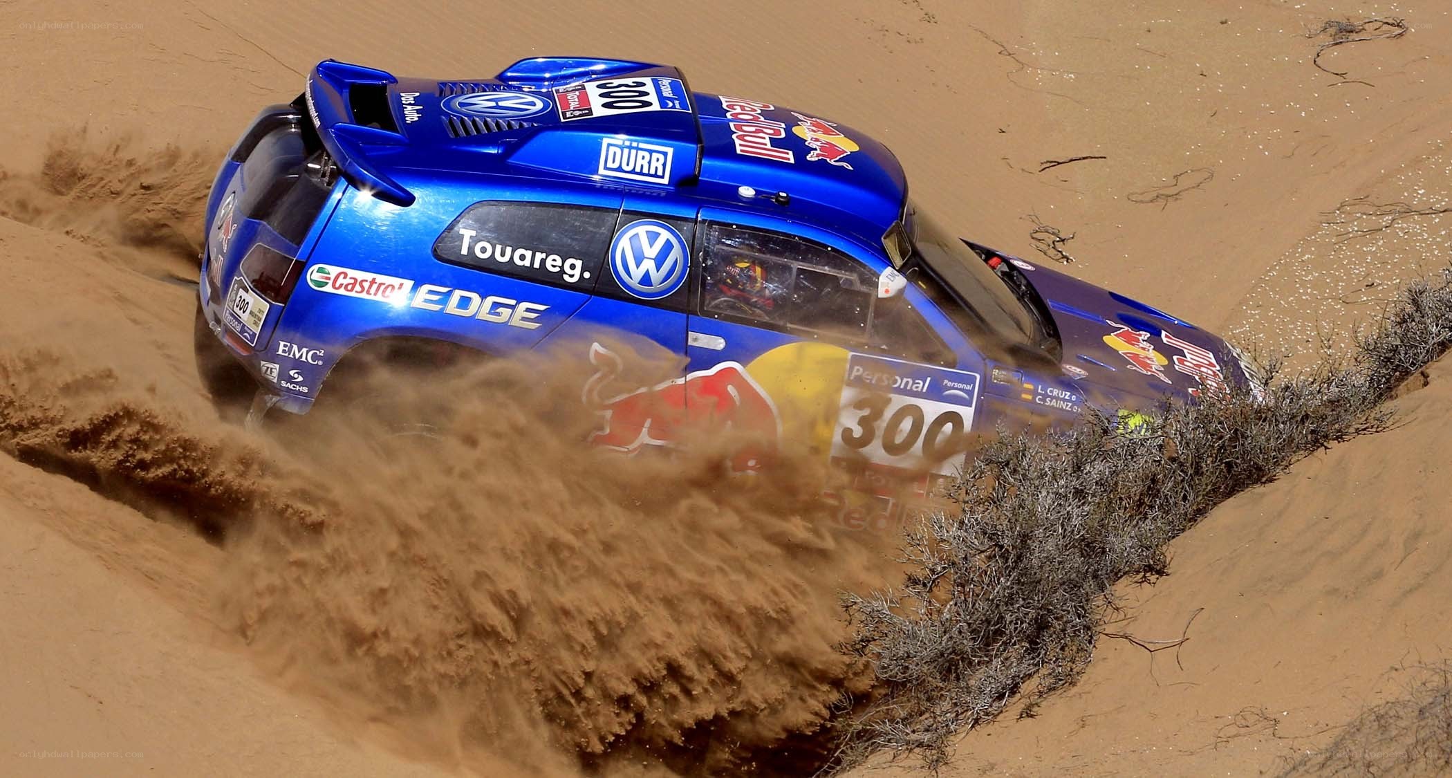 Rally car on sand dune