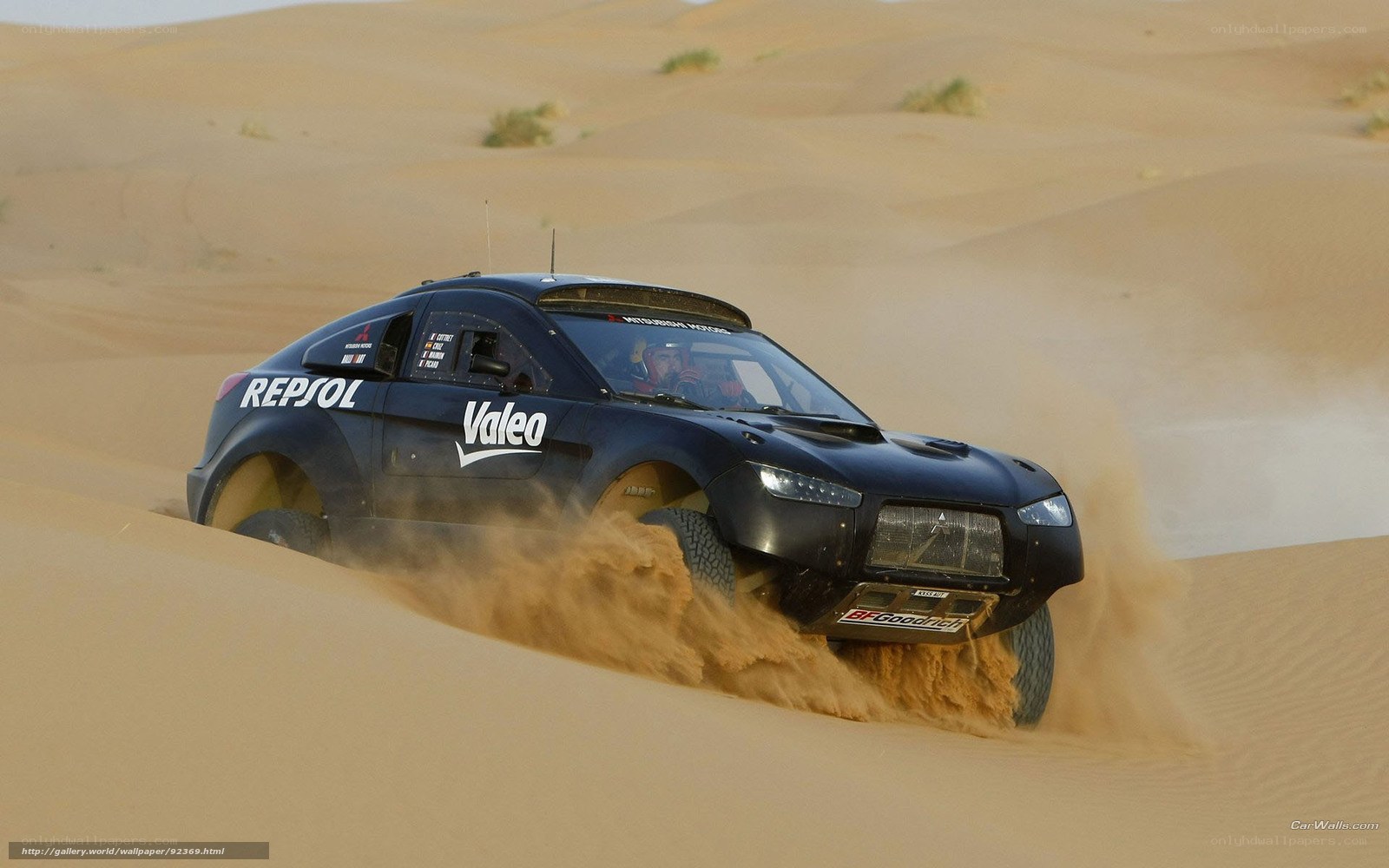 rally car on sand dune