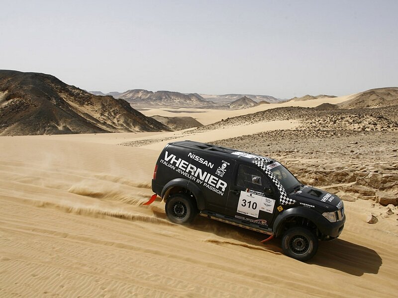 Rally Car on Sand Dune — Black, Dramatic