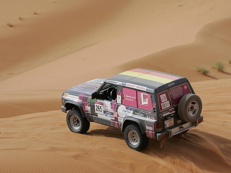 Rally Car on Sand Dune — Brown, Arid