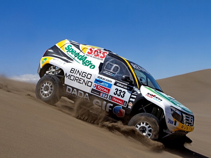 Rally Car on Sand Dune — Brown, Dynamic, Afternoon