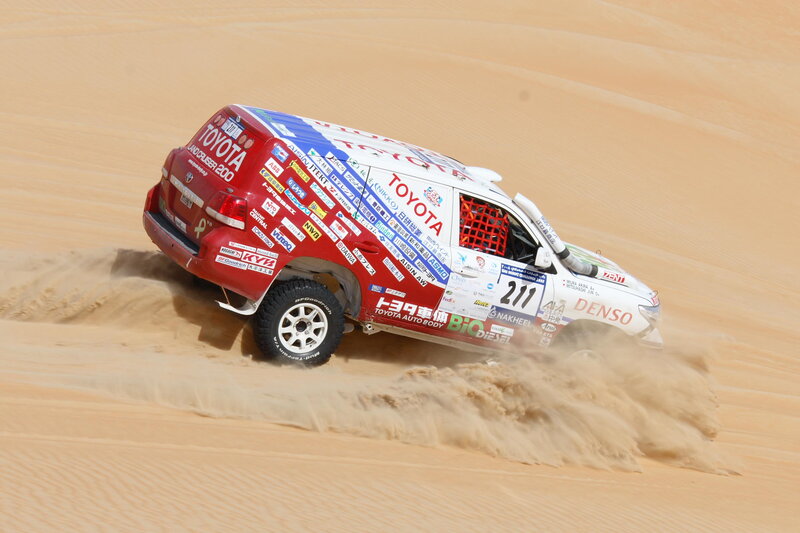 Rally Car on Sand Dune — Red, Dynamic, Afternoon, Photograph