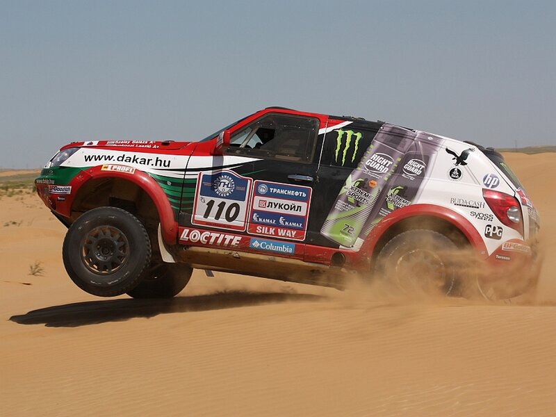 Rally Car on Sand Dune — Red, Dynamic