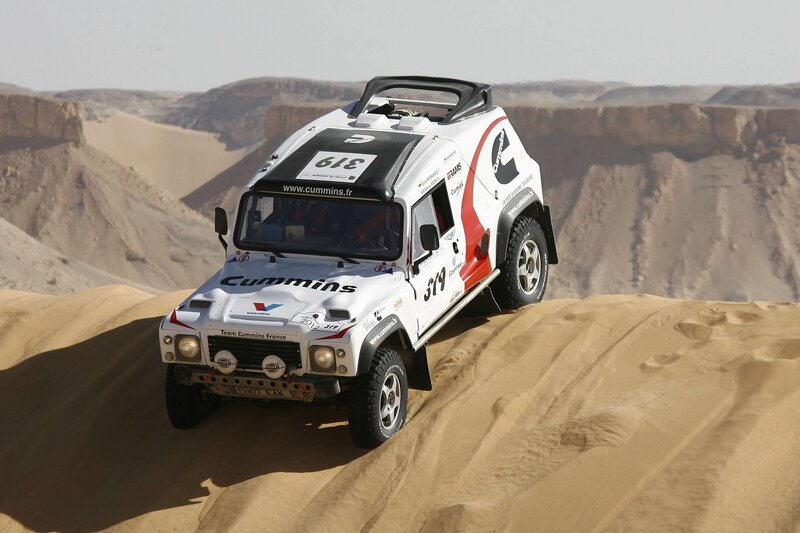 Rally Car on Sand Dune — White