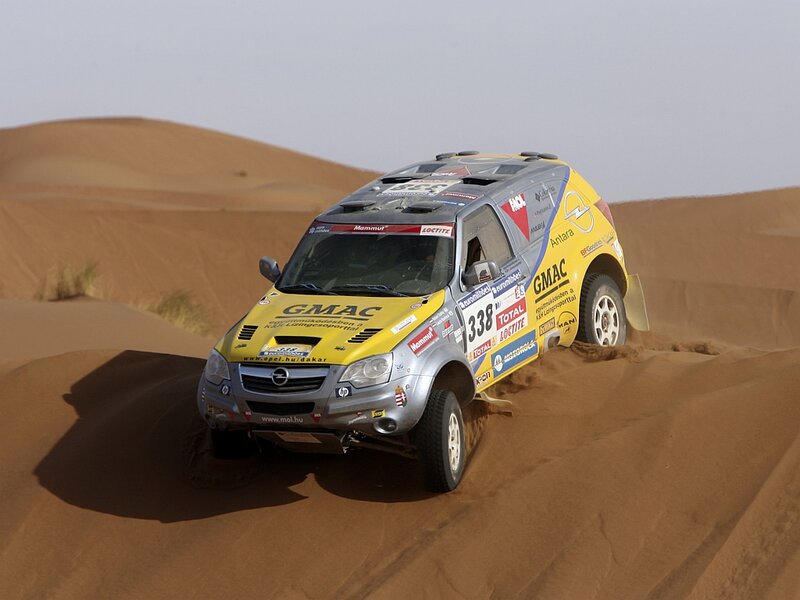 Rally Car on Sand Dune — Yellow, Dramatic