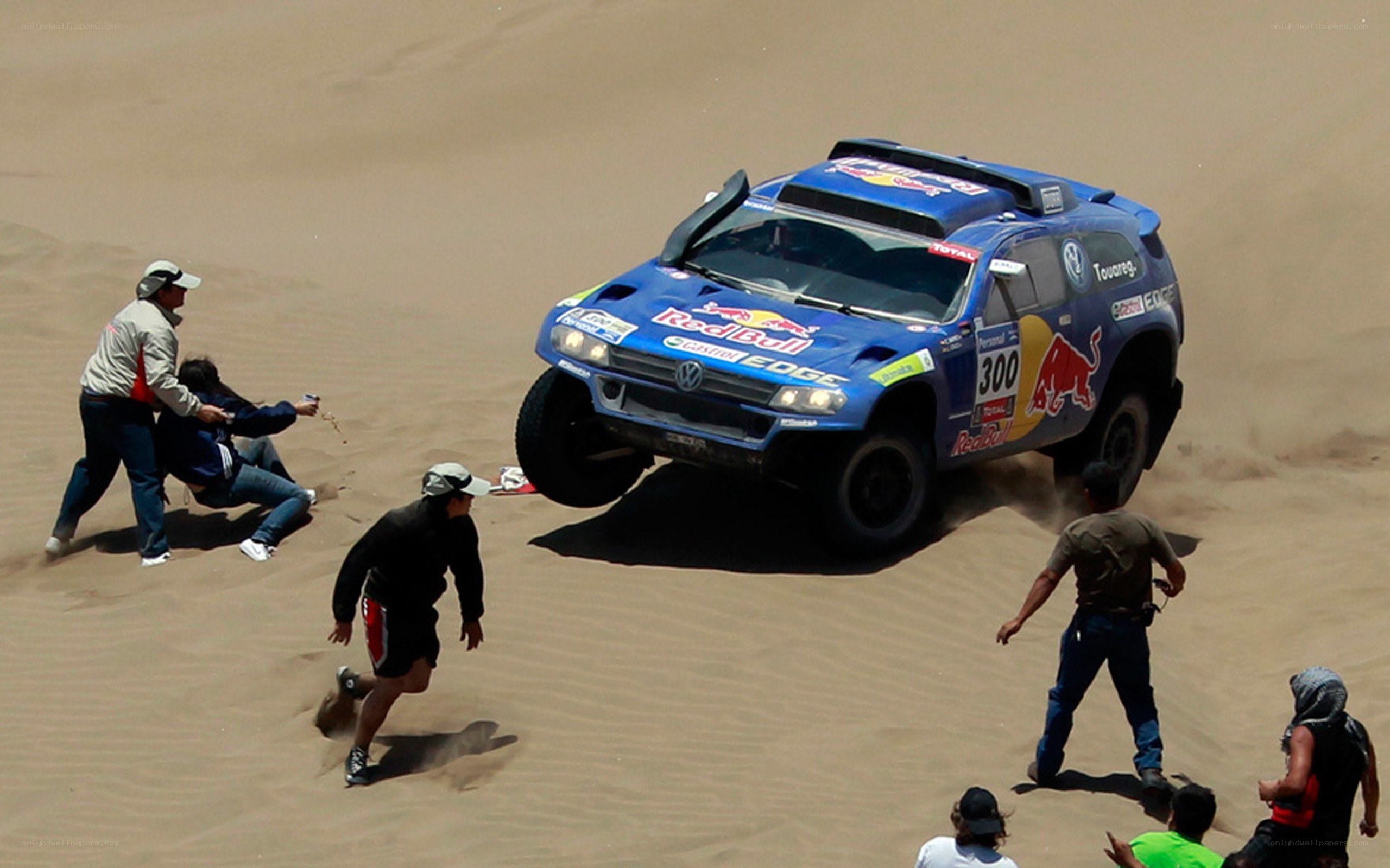 Rally car on sand dunes