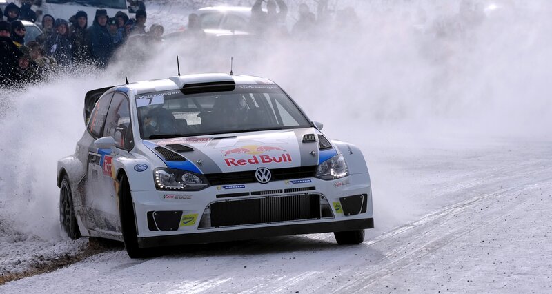 Rally Car on Snow — White, Dynamic, Winter, Photograph