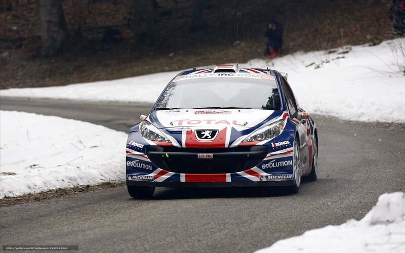 rally car on snowy road