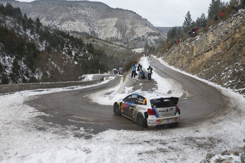 Rally Car on Snowy Road — White, Cold, Winter, Photograph