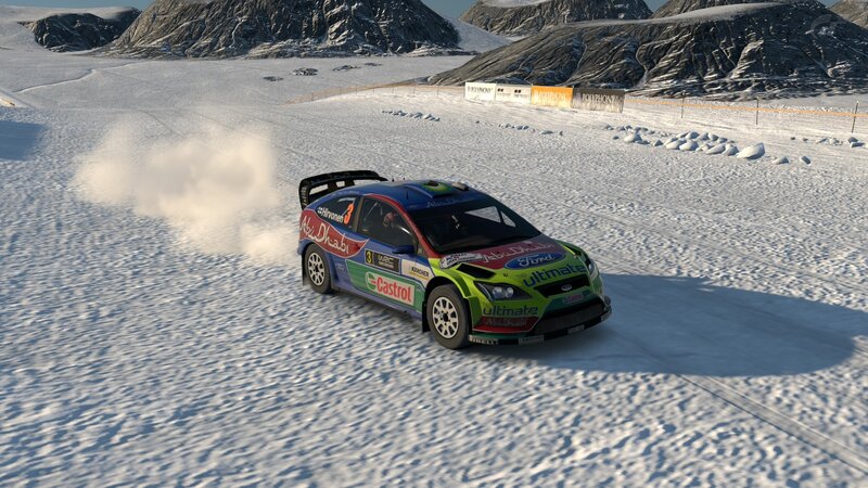 rally car on snowy track
