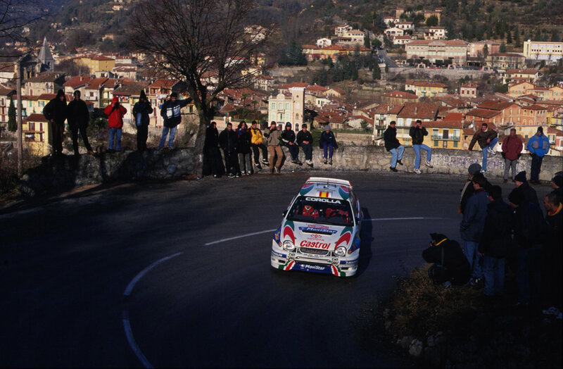 Rally car on winding road