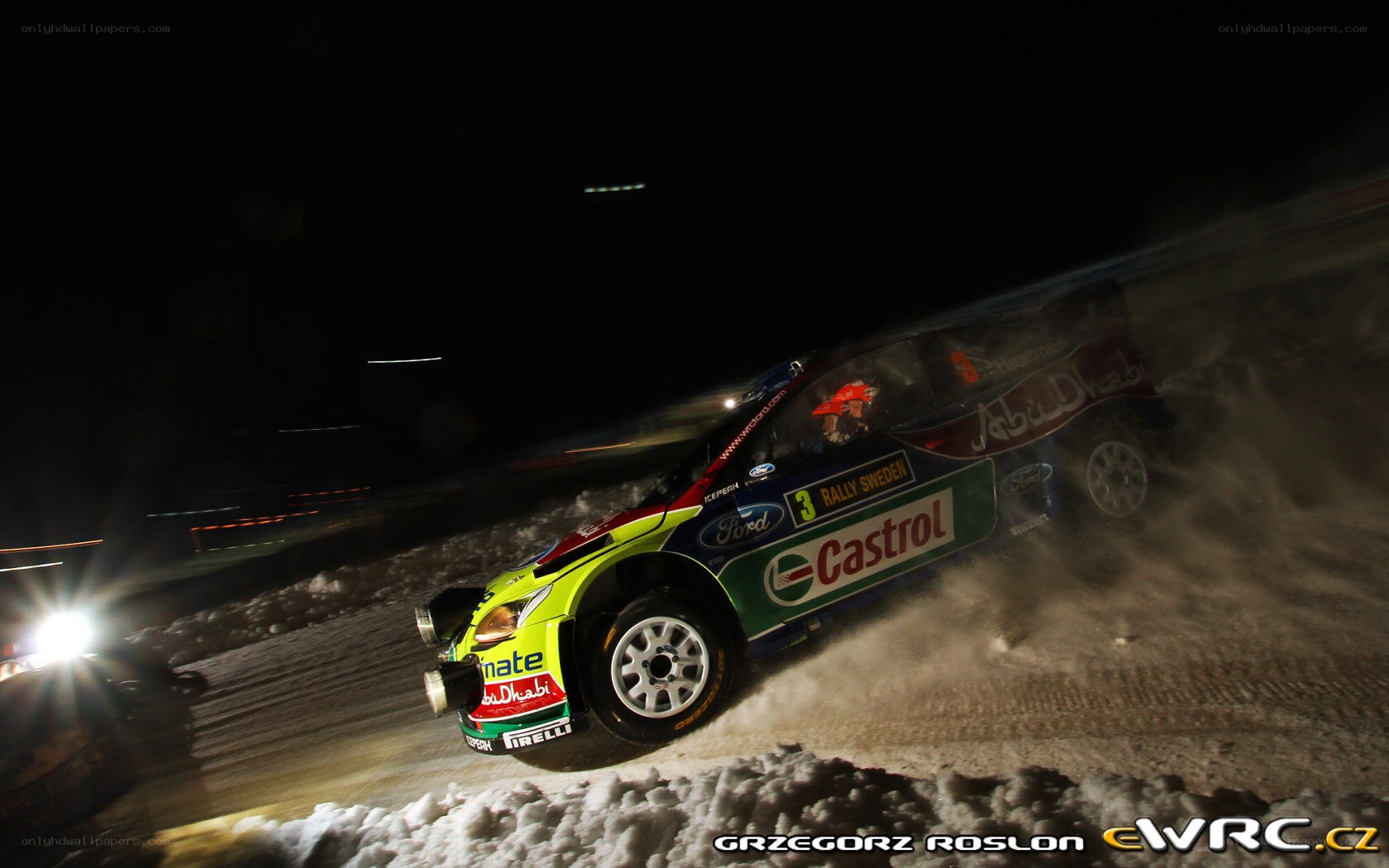 Rally car racing at night