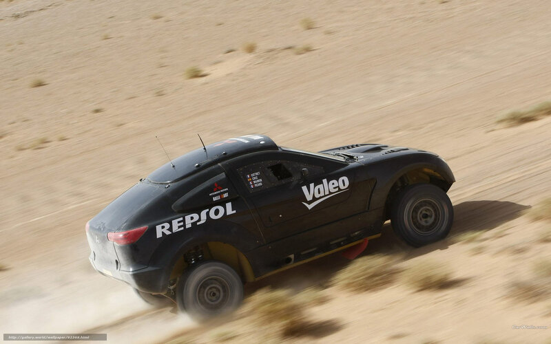 Rally car racing in desert
