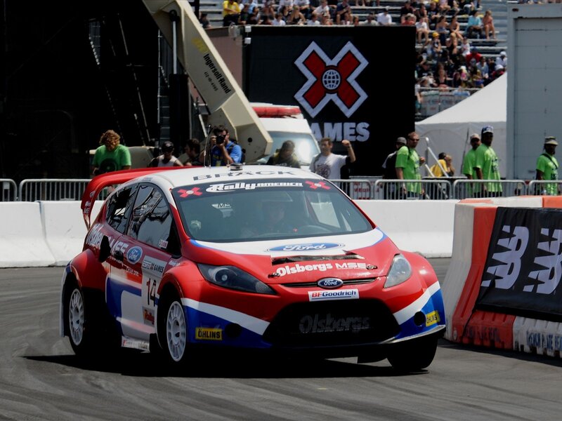 Rally car racing on track