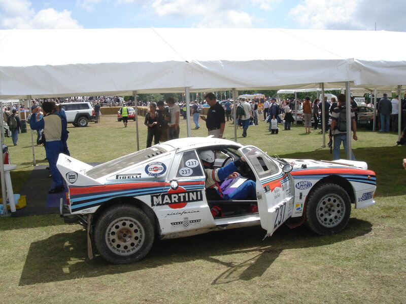 Rally car under a tent